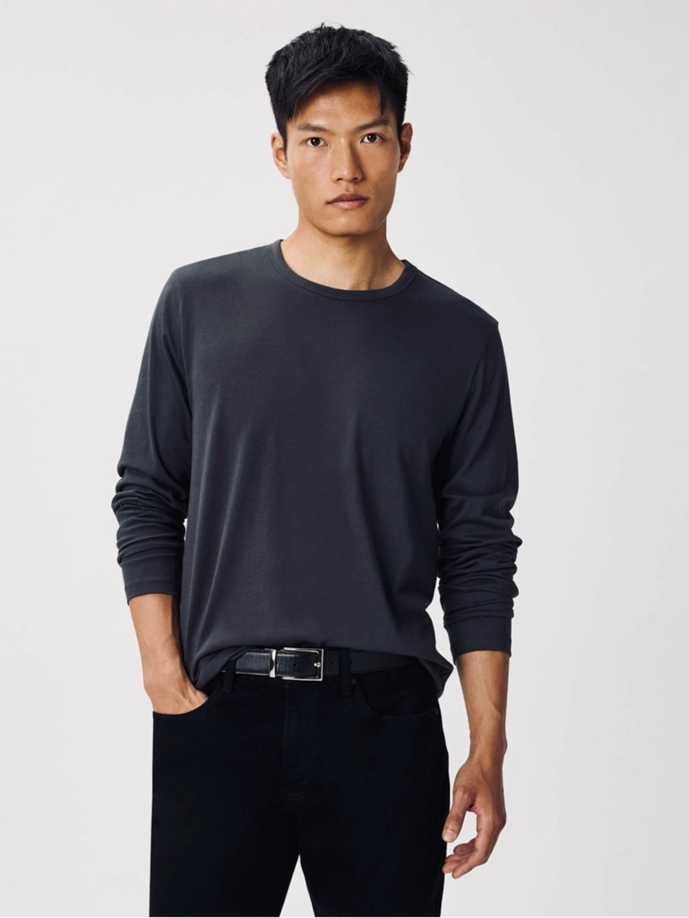 Quince 100% Pima Cotton Long Sleeve Lux Touch NEW Black